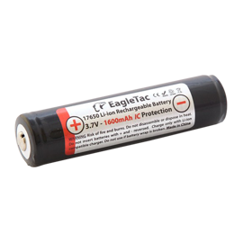 Eagletac 17650 3,7 volt Li-Ion batteri 1600 mAh med sikkerhedskredsløb